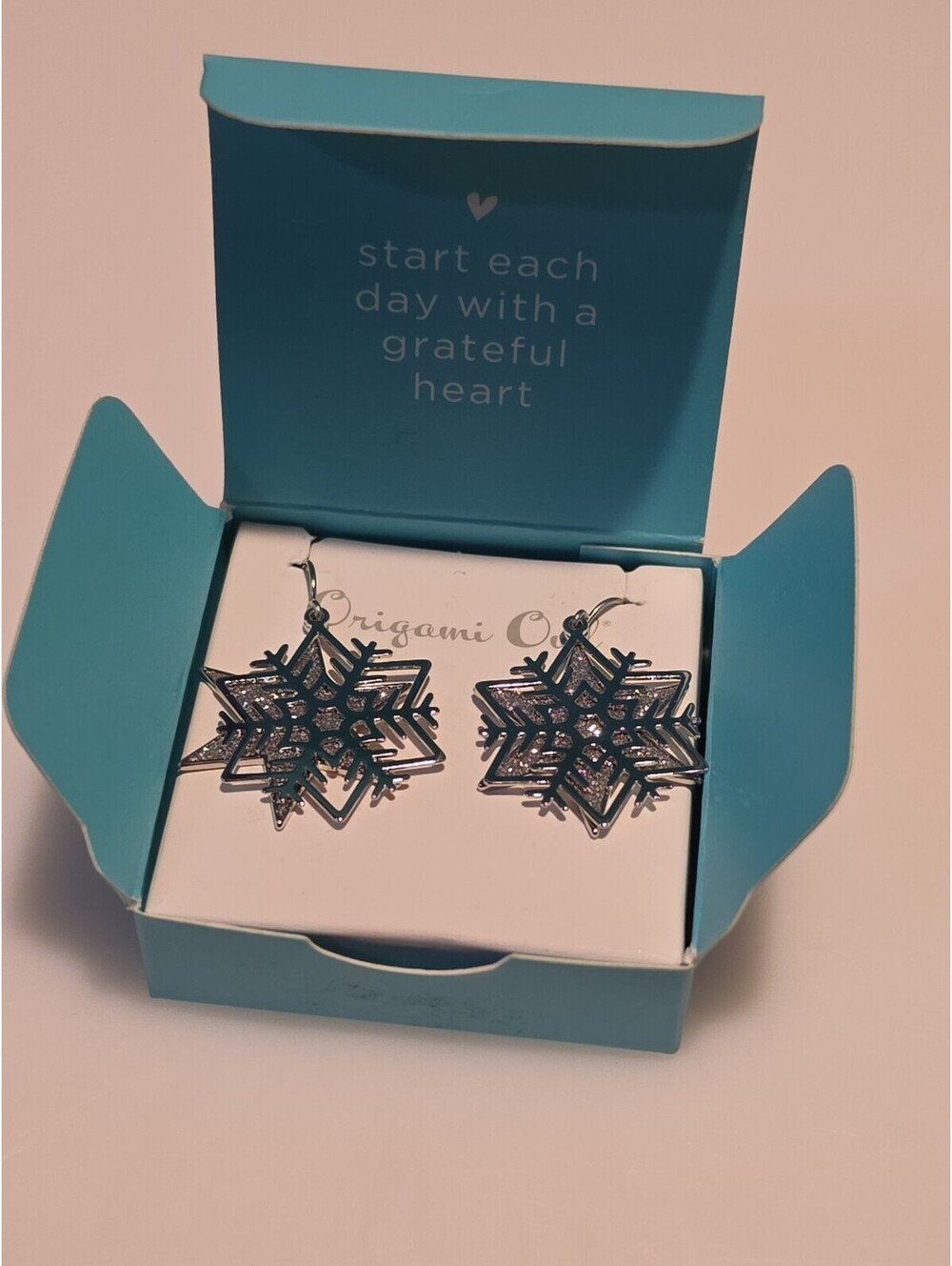 Origami Owl Glitter Snowflake Drop Earrings